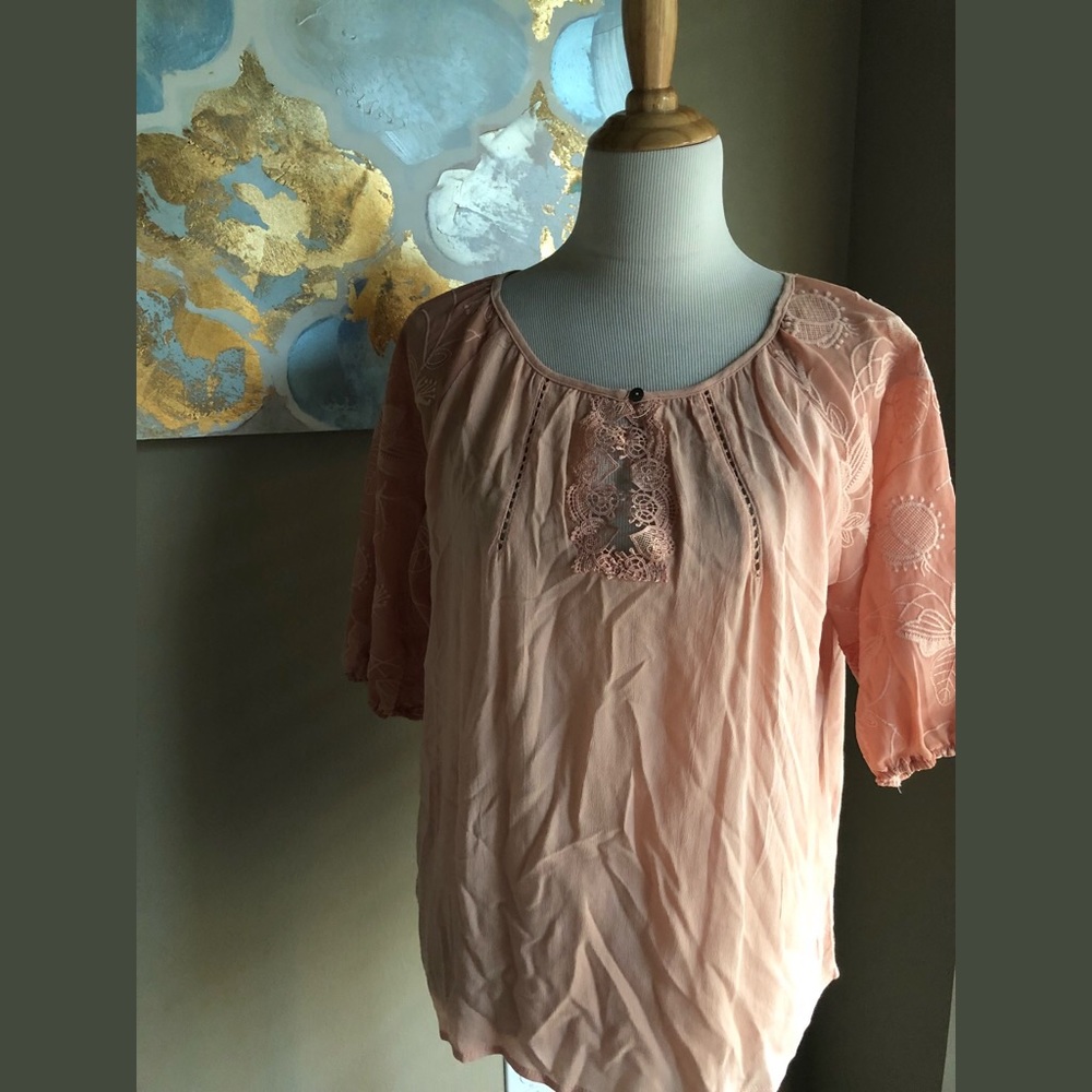 Hazel Peach and Lace Blouse
